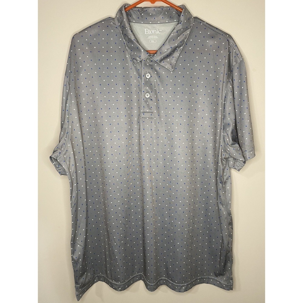 Etonic Polo Mens XLARGE Gray Short Sleeve Collared Golf Shirt Lightweight Preppy